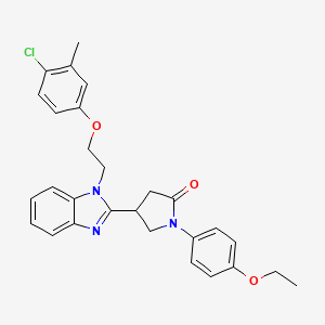 molecular formula C28H28ClN3O3 B11406220 4-{1-[2-(4-chloro-3-methylphenoxy)ethyl]-1H-benzimidazol-2-yl}-1-(4-ethoxyphenyl)pyrrolidin-2-one 