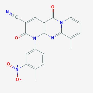 11-methyl-7-(4-methyl-3-nitrophenyl)-2,6-dioxo-1,7,9-triazatricyclo[8.4.0.03,8]tetradeca-3(8),4,9,11,13-pentaene-5-carbonitrile