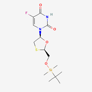 molecular formula C14H23FN2O4SSi B1140630 1-[(2R,5S)-2-({[tert-Butyl(dimethyl)silyl]oxy}methyl)-1,3-oxathiolan-5-yl]-5-fluoropyrimidine-2,4(1H,3H)-dione CAS No. 1217659-69-2