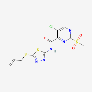 molecular formula C11H10ClN5O3S3 B11406325 5-chloro-2-(methylsulfonyl)-N-[5-(prop-2-en-1-ylsulfanyl)-1,3,4-thiadiazol-2-yl]pyrimidine-4-carboxamide 