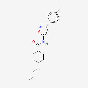 molecular formula C21H28N2O2 B11406347 4-butyl-N-[3-(4-methylphenyl)-1,2-oxazol-5-yl]cyclohexanecarboxamide 