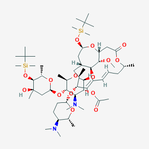 molecular formula C₅₇H₁₀₄N₂O₁₅Si₂ B1140635 [(2S,3R,4S,5S,6R)-2-[[(1R,5R,7E,9E,11R,12R,14R,16R,18S,19S)-16-[叔丁基(二甲基)甲硅烷基]氧基-11-[(2R,5S,6R)-5-(二甲氨基)-6-甲基氧杂环己烷-2-基]氧基-18-甲氧基-5,12-二甲基-3-氧代-4,17-二氧杂双环[12.3.2]十九-7,9-二烯-19-基]氧基]-5-[(2S,4R,5S,6S)-5-[叔丁基(二甲基)甲硅烷基]氧基-4-羟基-4,6-二甲基氧杂环己烷-2-基]氧基-4-(二甲氨基)-6-甲基氧杂环己烷-3-基] 乙酸酯 CAS No. 96405-32-2