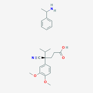 molecular formula C₂₄H₃₂N₂O₄ B1140646 (R)-4-cyano-4-(3,4-dimethoxyphenyl)-5-methylhexanoate compd. with (S)-1-phenylethan-1-amine CAS No. 302825-76-9