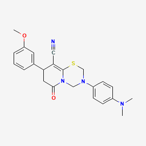 3-[4-(dimethylamino)phenyl]-8-(3-methoxyphenyl)-6-oxo-3,4,7,8-tetrahydro-2H,6H-pyrido[2,1-b][1,3,5]thiadiazine-9-carbonitrile