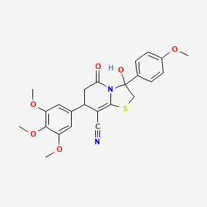 molecular formula C24H24N2O6S B11406538 3-hydroxy-3-(4-methoxyphenyl)-5-oxo-7-(3,4,5-trimethoxyphenyl)-2,3,6,7-tetrahydro-5H-[1,3]thiazolo[3,2-a]pyridine-8-carbonitrile 