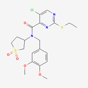 molecular formula C20H24ClN3O5S2 B11406561 5-chloro-N-(3,4-dimethoxybenzyl)-N-(1,1-dioxidotetrahydrothiophen-3-yl)-2-(ethylsulfanyl)pyrimidine-4-carboxamide 