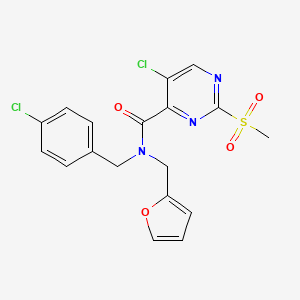 5-chloro-N-(4-chlorobenzyl)-N-(furan-2-ylmethyl)-2-(methylsulfonyl)pyrimidine-4-carboxamide