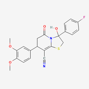 7-(3,4-dimethoxyphenyl)-3-(4-fluorophenyl)-3-hydroxy-5-oxo-2,3,6,7-tetrahydro-5H-[1,3]thiazolo[3,2-a]pyridine-8-carbonitrile