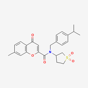 N-(1,1-dioxidotetrahydrothiophen-3-yl)-7-methyl-4-oxo-N-[4-(propan-2-yl)benzyl]-4H-chromene-2-carboxamide