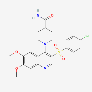 1-(3-((4-Chlorophenyl)sulfonyl)-6,7-dimethoxyquinolin-4-yl)piperidine-4-carboxamide