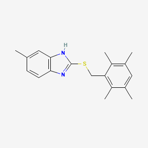 molecular formula C19H22N2S B11406885 5-methyl-2-[(2,3,5,6-tetramethylbenzyl)sulfanyl]-1H-benzimidazole 