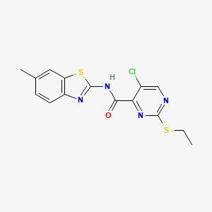 molecular formula C15H13ClN4OS2 B11406893 5-chloro-2-(ethylsulfanyl)-N-(6-methyl-1,3-benzothiazol-2-yl)pyrimidine-4-carboxamide 