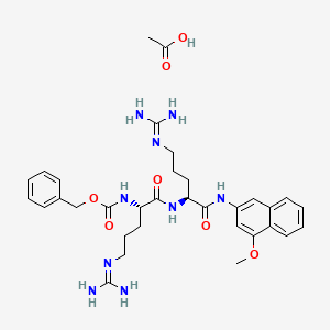 molecular formula C31H41N9O5.C2H4O2 B1140691 乙酸；苄基 N-[(2S)-5-(二氨基亚甲基氨基)-1-[[(2S)-5-(二氨基亚甲基氨基)-1-[(4-甲氧基萘-2-基)氨基]-1-氧代戊烷-2-基]氨基]-1-氧代戊烷-2-基]氨基甲酸酯 CAS No. 100900-19-4