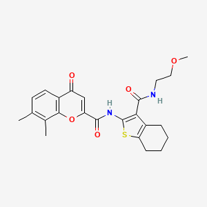 molecular formula C24H26N2O5S B11406951 N-{3-[(2-methoxyethyl)carbamoyl]-4,5,6,7-tetrahydro-1-benzothiophen-2-yl}-7,8-dimethyl-4-oxo-4H-chromene-2-carboxamide 