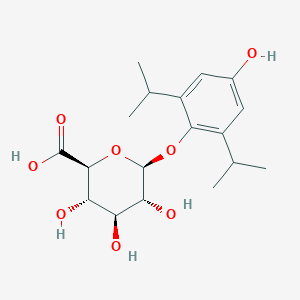 molecular formula C₁₈H₂₆O₈ B1140696 4-Hydroxypropofol 1-O-b-D-glucuronide CAS No. 114991-25-2