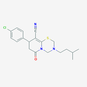 8-(4-chlorophenyl)-3-(3-methylbutyl)-6-oxo-3,4,7,8-tetrahydro-2H,6H-pyrido[2,1-b][1,3,5]thiadiazine-9-carbonitrile