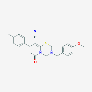 molecular formula C23H23N3O2S B11407056 3-(4-methoxybenzyl)-8-(4-methylphenyl)-6-oxo-3,4,7,8-tetrahydro-2H,6H-pyrido[2,1-b][1,3,5]thiadiazine-9-carbonitrile 