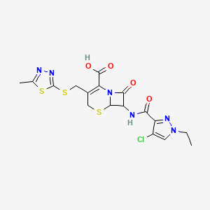 7-{[(4-chloro-1-ethyl-1H-pyrazol-3-yl)carbonyl]amino}-3-{[(5-methyl-1,3,4-thiadiazol-2-yl)sulfanyl]methyl}-8-oxo-5-thia-1-azabicyclo[4.2.0]oct-2-ene-2-carboxylic acid