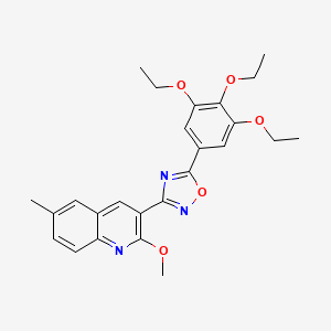 molecular formula C25H27N3O5 B11407113 2-Methoxy-6-methyl-3-[5-(3,4,5-triethoxyphenyl)-1,2,4-oxadiazol-3-yl]quinoline 