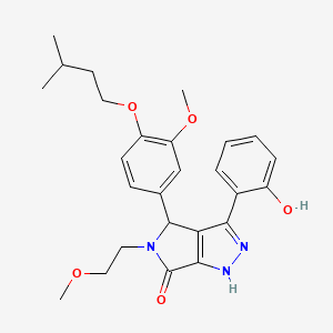 molecular formula C26H31N3O5 B11407144 3-(2-hydroxyphenyl)-5-(2-methoxyethyl)-4-[3-methoxy-4-(3-methylbutoxy)phenyl]-4,5-dihydropyrrolo[3,4-c]pyrazol-6(1H)-one 