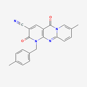 13-methyl-7-[(4-methylphenyl)methyl]-2,6-dioxo-1,7,9-triazatricyclo[8.4.0.03,8]tetradeca-3(8),4,9,11,13-pentaene-5-carbonitrile