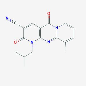 11-methyl-7-(2-methylpropyl)-2,6-dioxo-1,7,9-triazatricyclo[8.4.0.03,8]tetradeca-3(8),4,9,11,13-pentaene-5-carbonitrile