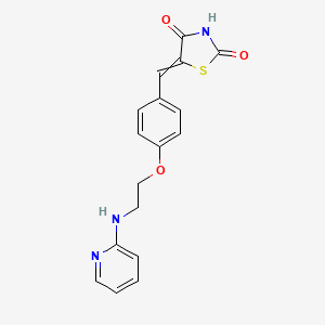 molecular formula C₁₇H₁₅N₃O₃S B1140727 5-[4-[N-(2-Pyridylamino)ethoxy]benzylidene]thiazolidine-2,4-dione CAS No. 643764-88-9