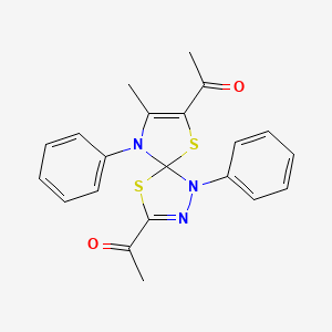 molecular formula C21H19N3O2S2 B11407288 1,1'-(8-Methyl-1,9-diphenyl-4,6-dithia-1,2,9-triazaspiro[4.4]nona-2,7-diene-3,7-diyl)diethanone 