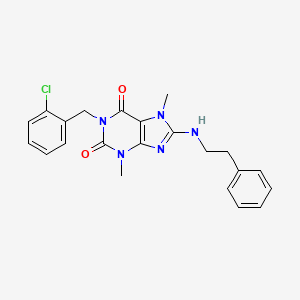 molecular formula C22H22ClN5O2 B11407308 1-(2-chlorobenzyl)-3,7-dimethyl-8-[(2-phenylethyl)amino]-3,7-dihydro-1H-purine-2,6-dione 