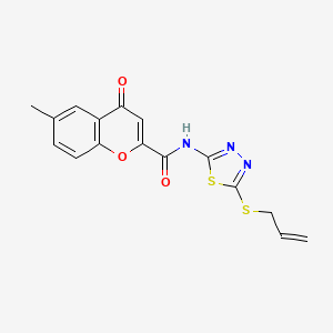 molecular formula C16H13N3O3S2 B11407309 6-methyl-4-oxo-N-[5-(prop-2-en-1-ylsulfanyl)-1,3,4-thiadiazol-2-yl]-4H-chromene-2-carboxamide 