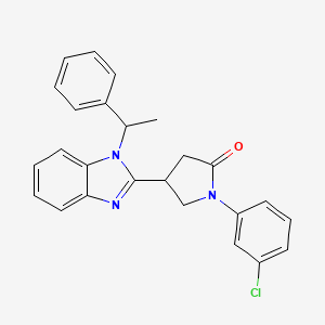 molecular formula C25H22ClN3O B11407317 1-(3-chlorophenyl)-4-[1-(1-phenylethyl)-1H-benzimidazol-2-yl]pyrrolidin-2-one 