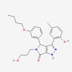 molecular formula C25H29N3O4 B11407335 4-(3-butoxyphenyl)-3-(2-hydroxy-5-methylphenyl)-5-(3-hydroxypropyl)-4,5-dihydropyrrolo[3,4-c]pyrazol-6(1H)-one 