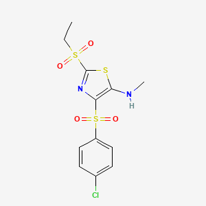 molecular formula C12H13ClN2O4S3 B11407374 4-[(4-chlorophenyl)sulfonyl]-2-(ethylsulfonyl)-N-methyl-1,3-thiazol-5-amine 