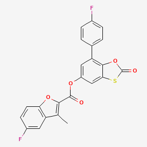 molecular formula C23H12F2O5S B11407401 7-(4-Fluorophenyl)-2-oxo-1,3-benzoxathiol-5-yl 5-fluoro-3-methyl-1-benzofuran-2-carboxylate 