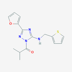 1-{3-(furan-2-yl)-5-[(thiophen-2-ylmethyl)amino]-1H-1,2,4-triazol-1-yl}-2-methylpropan-1-one