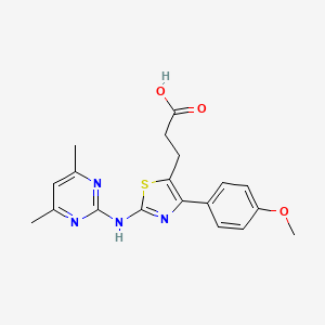 3-{2-[(4,6-Dimethylpyrimidin-2-yl)amino]-4-(4-methoxyphenyl)-1,3-thiazol-5-yl}propanoic acid