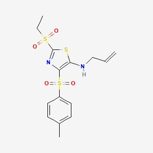 molecular formula C15H18N2O4S3 B11407507 2-(ethylsulfonyl)-4-[(4-methylphenyl)sulfonyl]-N-(prop-2-en-1-yl)-1,3-thiazol-5-amine 