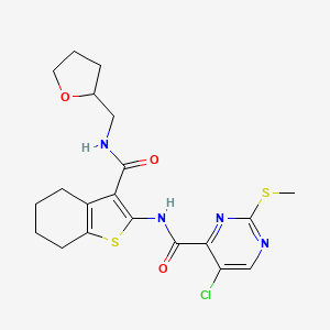 5-chloro-2-(methylsulfanyl)-N-{3-[(tetrahydrofuran-2-ylmethyl)carbamoyl]-4,5,6,7-tetrahydro-1-benzothiophen-2-yl}pyrimidine-4-carboxamide