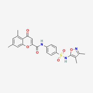 molecular formula C23H21N3O6S B11407548 N-{4-[(3,4-dimethyl-1,2-oxazol-5-yl)sulfamoyl]phenyl}-5,7-dimethyl-4-oxo-4H-chromene-2-carboxamide 