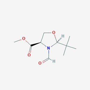 molecular formula C₁₀H₁₇NO₄ B1140755 (2S,4R)-2-(Tert-butyl)-3-formyl-4-oxazolidinecarboxylic acid methyl ester CAS No. 131233-89-1
