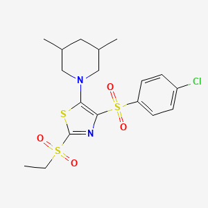 4-((4-Chlorophenyl)sulfonyl)-5-(3,5-dimethylpiperidin-1-yl)-2-(ethylsulfonyl)thiazole