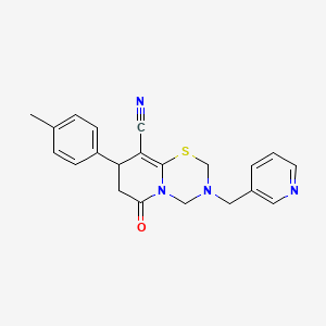 molecular formula C21H20N4OS B11407581 8-(4-methylphenyl)-6-oxo-3-(pyridin-3-ylmethyl)-3,4,7,8-tetrahydro-2H,6H-pyrido[2,1-b][1,3,5]thiadiazine-9-carbonitrile 