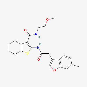 molecular formula C23H26N2O4S B11407610 N-(2-methoxyethyl)-2-{[(6-methyl-1-benzofuran-3-yl)acetyl]amino}-4,5,6,7-tetrahydro-1-benzothiophene-3-carboxamide 