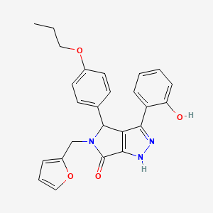 molecular formula C25H23N3O4 B11407615 5-(furan-2-ylmethyl)-3-(2-hydroxyphenyl)-4-(4-propoxyphenyl)-4,5-dihydropyrrolo[3,4-c]pyrazol-6(1H)-one 