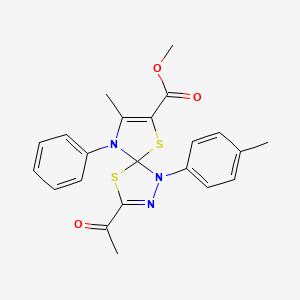 Methyl 3-acetyl-8-methyl-1-(4-methylphenyl)-9-phenyl-4,6-dithia-1,2,9-triazaspiro[4.4]nona-2,7-diene-7-carboxylate