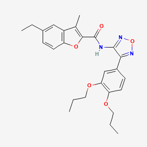 molecular formula C26H29N3O5 B11407695 N-[4-(3,4-dipropoxyphenyl)-1,2,5-oxadiazol-3-yl]-5-ethyl-3-methyl-1-benzofuran-2-carboxamide 