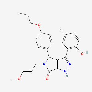 molecular formula C25H29N3O4 B11407699 3-(2-hydroxy-5-methylphenyl)-5-(3-methoxypropyl)-4-(4-propoxyphenyl)-4,5-dihydropyrrolo[3,4-c]pyrazol-6(1H)-one 