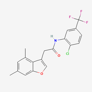 molecular formula C19H15ClF3NO2 B11407716 N-[2-chloro-5-(trifluoromethyl)phenyl]-2-(4,6-dimethyl-1-benzofuran-3-yl)acetamide 