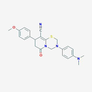 molecular formula C23H24N4O2S B11407734 3-[4-(dimethylamino)phenyl]-8-(4-methoxyphenyl)-6-oxo-3,4,7,8-tetrahydro-2H,6H-pyrido[2,1-b][1,3,5]thiadiazine-9-carbonitrile 