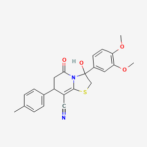 3-(3,4-dimethoxyphenyl)-3-hydroxy-7-(4-methylphenyl)-5-oxo-2,3,6,7-tetrahydro-5H-[1,3]thiazolo[3,2-a]pyridine-8-carbonitrile